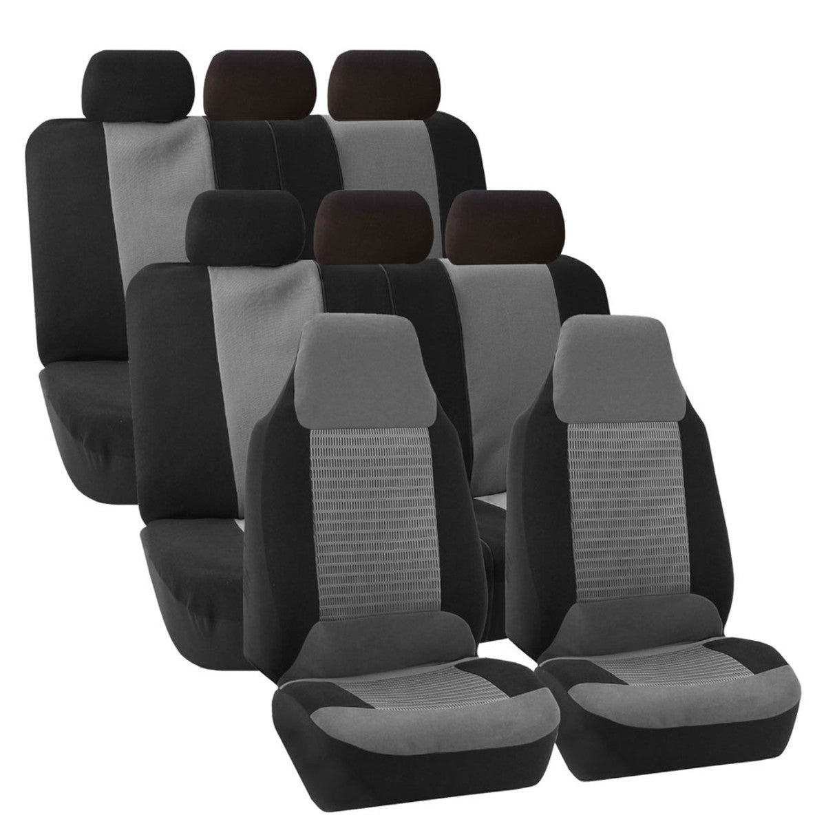 Premium Fabric 3 Row Seat Covers Gray