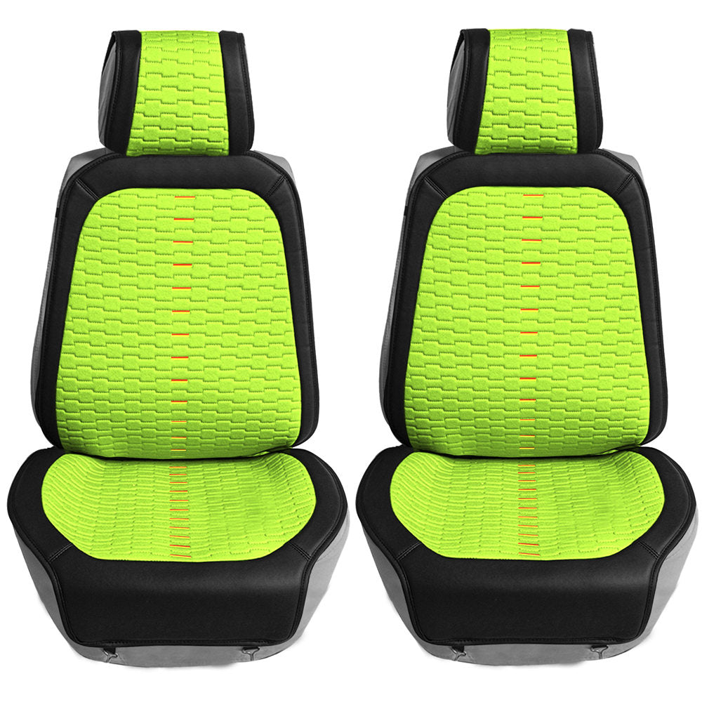 Colorful Ultra Car Seat Cushions - Front Set Neon Green