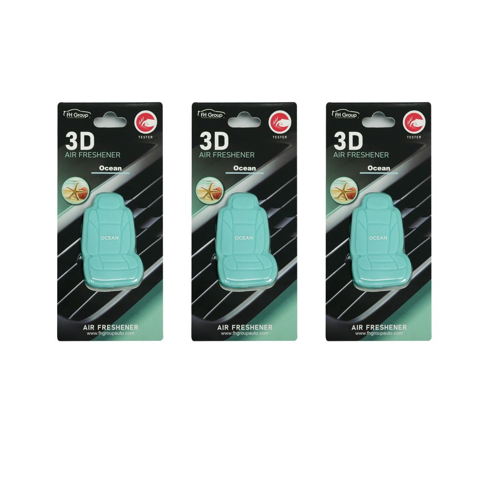 Clip On 3D Air Freshener- 3PK Light Blue