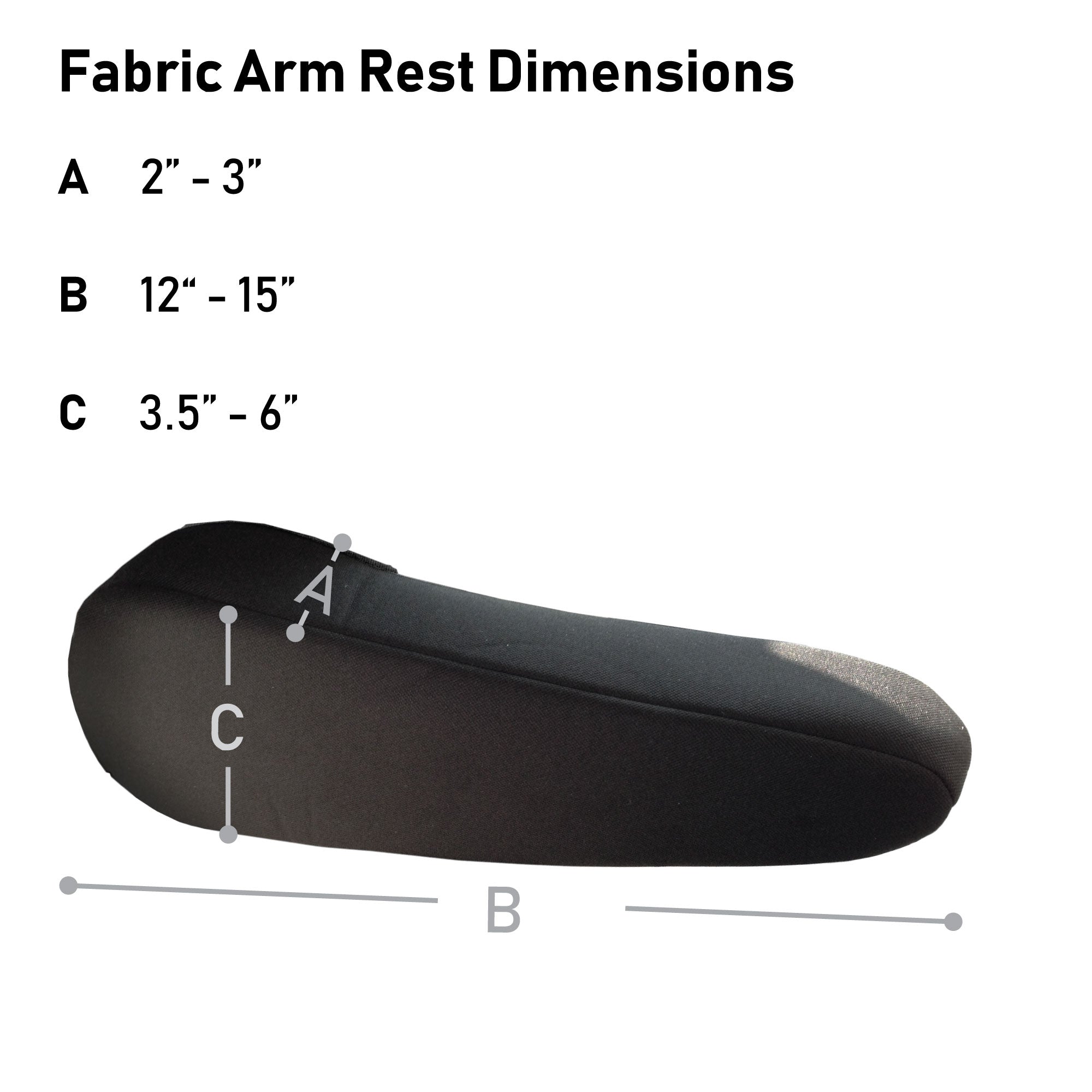 Flat Cloth Fabric Armrest Covers - One Pair Black
