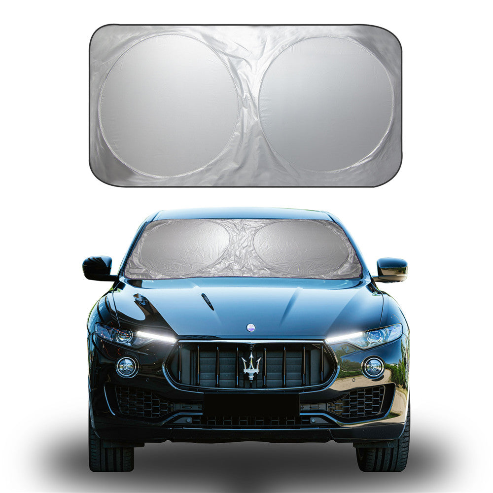 Foldable Car Windshield Sunshade in Reflective Silver Large