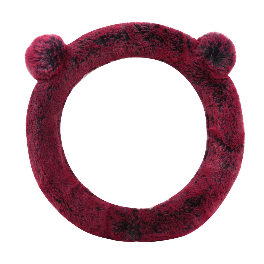 Faux Rabbit Fur Koala Bear Steering Wheel Cover Burgundy