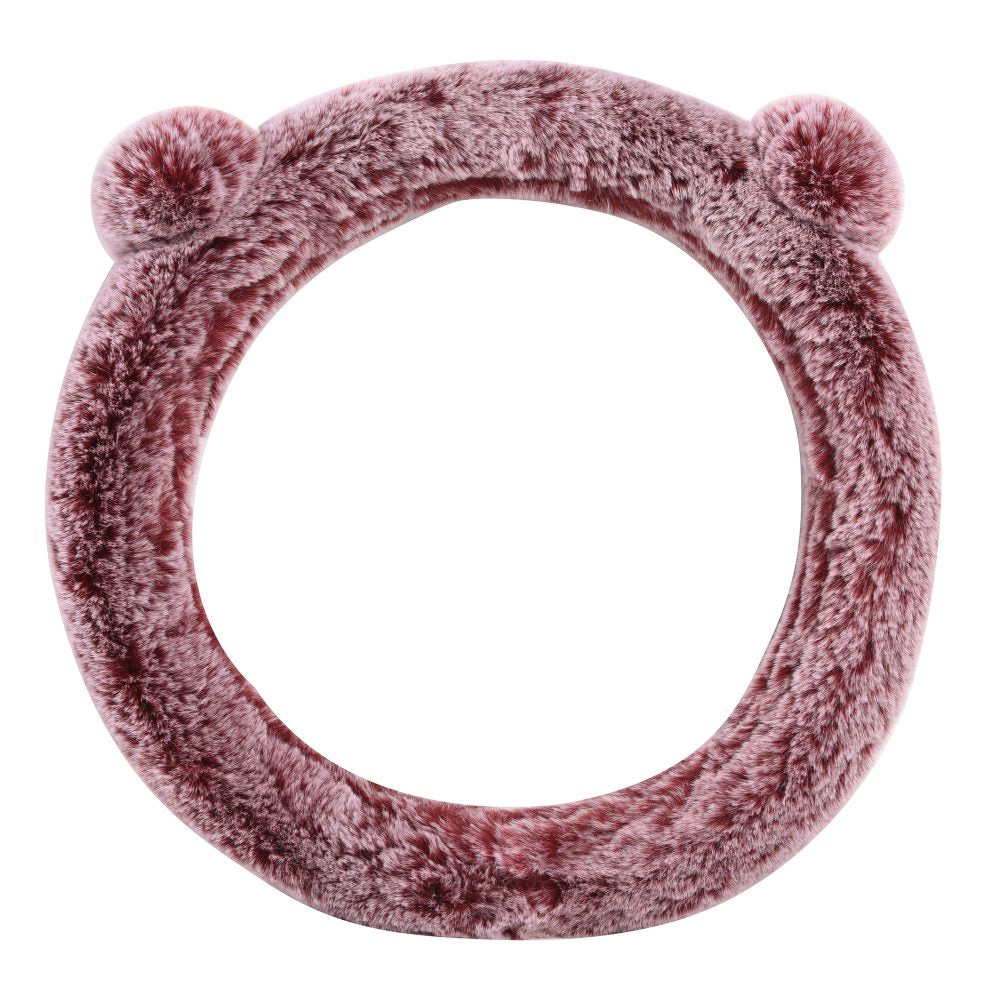 Faux Rabbit Fur Koala Bear Steering Wheel Cover Red