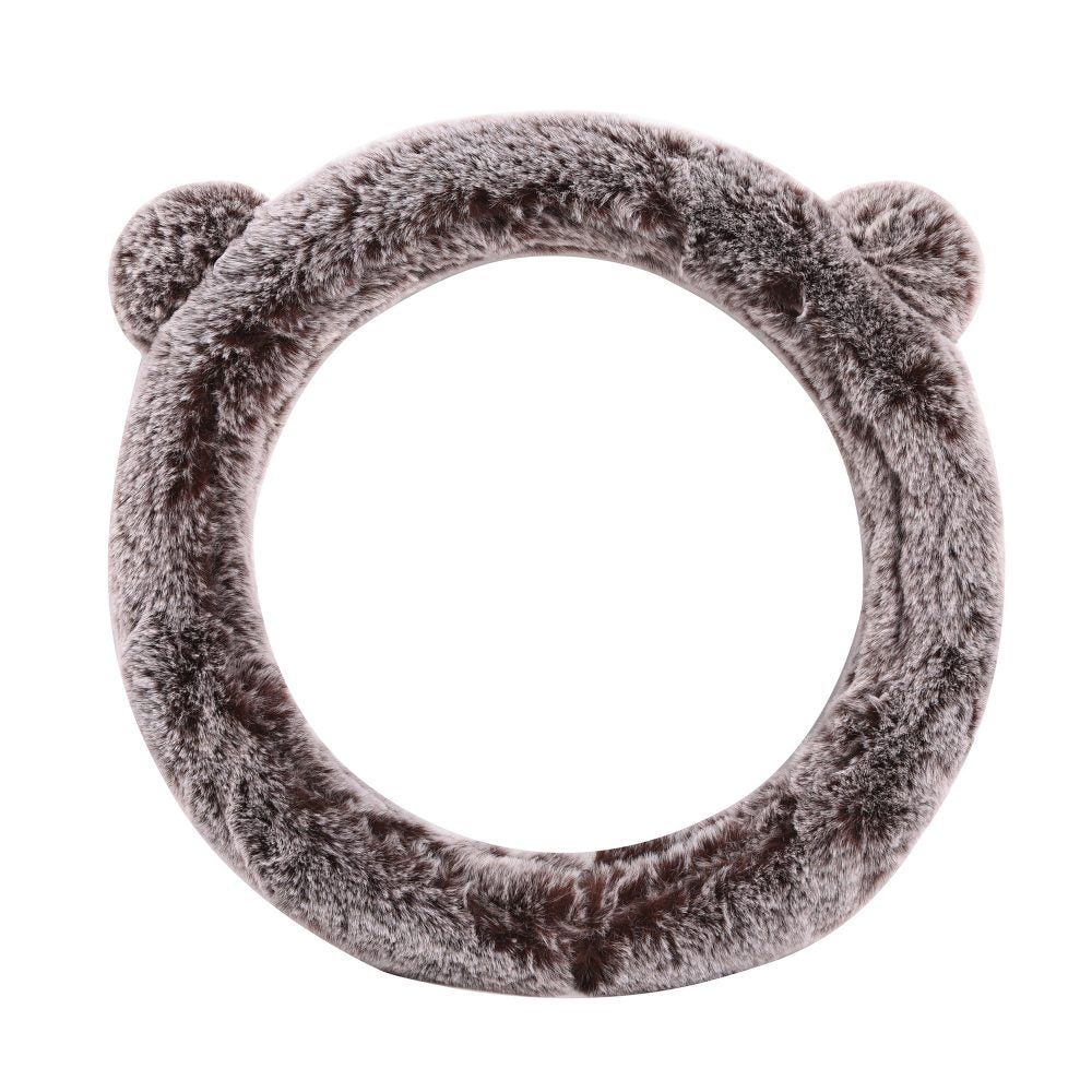 Faux Rabbit Fur Koala Bear Steering Wheel Cover Black