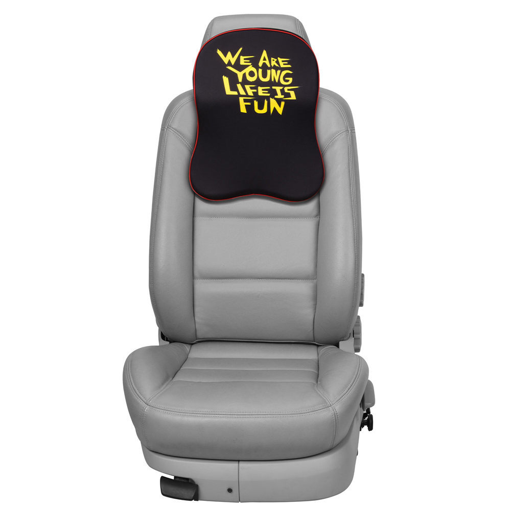 We Are Young Life Is Fun Headrest Cushion with Memory Foam Black