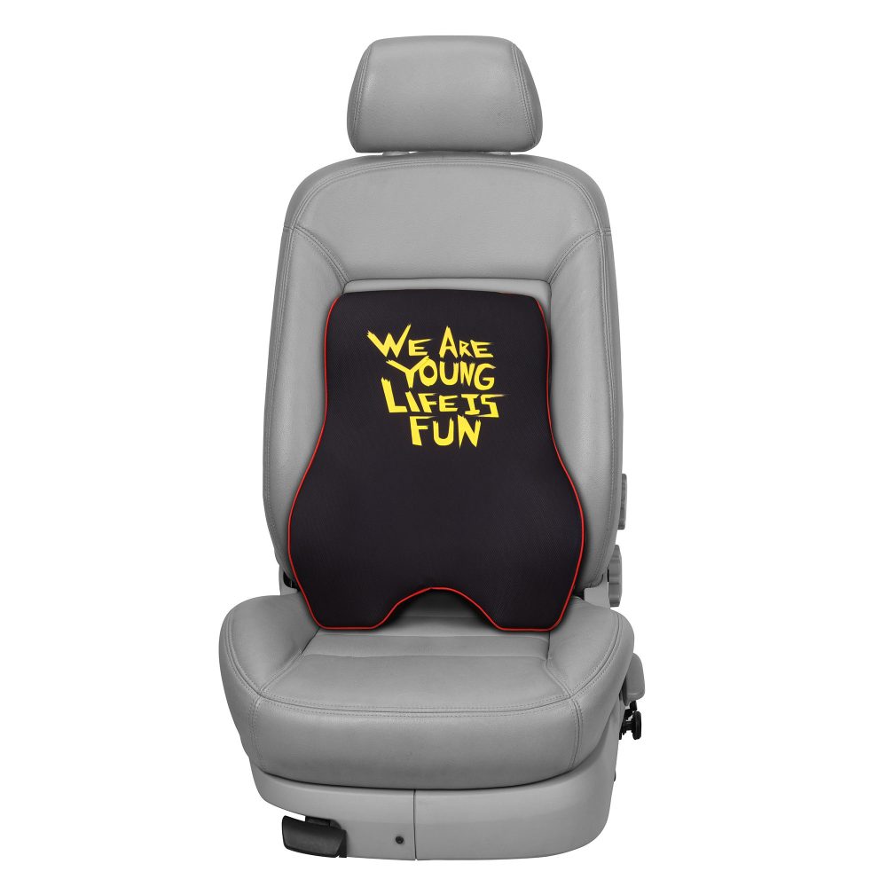 We Are Young Life Is Fun Memory Foam Back Cushion Black