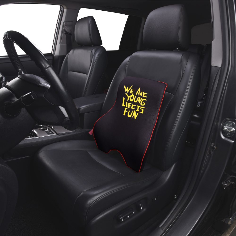 We Are Young Life Is Fun Memory Foam Back Cushion Black