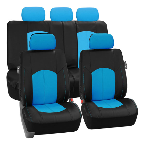Highest Grade Faux Leather Seat Covers - Full Set Blue
