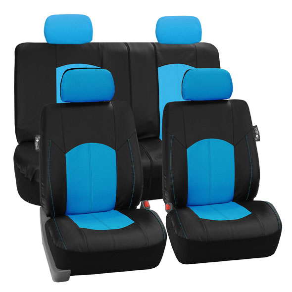 Highest Grade Faux Leather Seat Covers - Full Set Blue