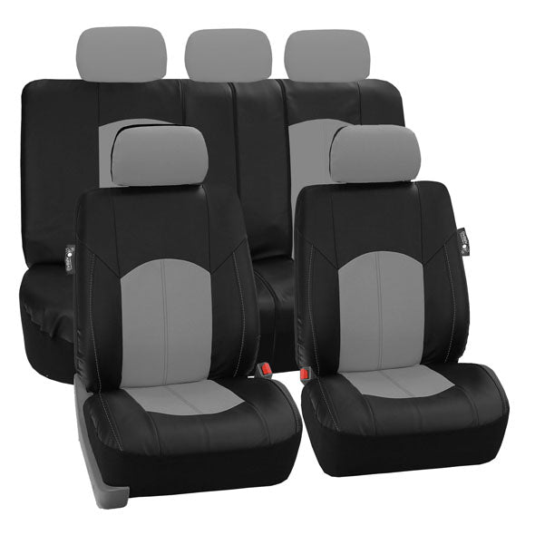 Highest Grade Faux Leather Seat Covers - Full Set Gray