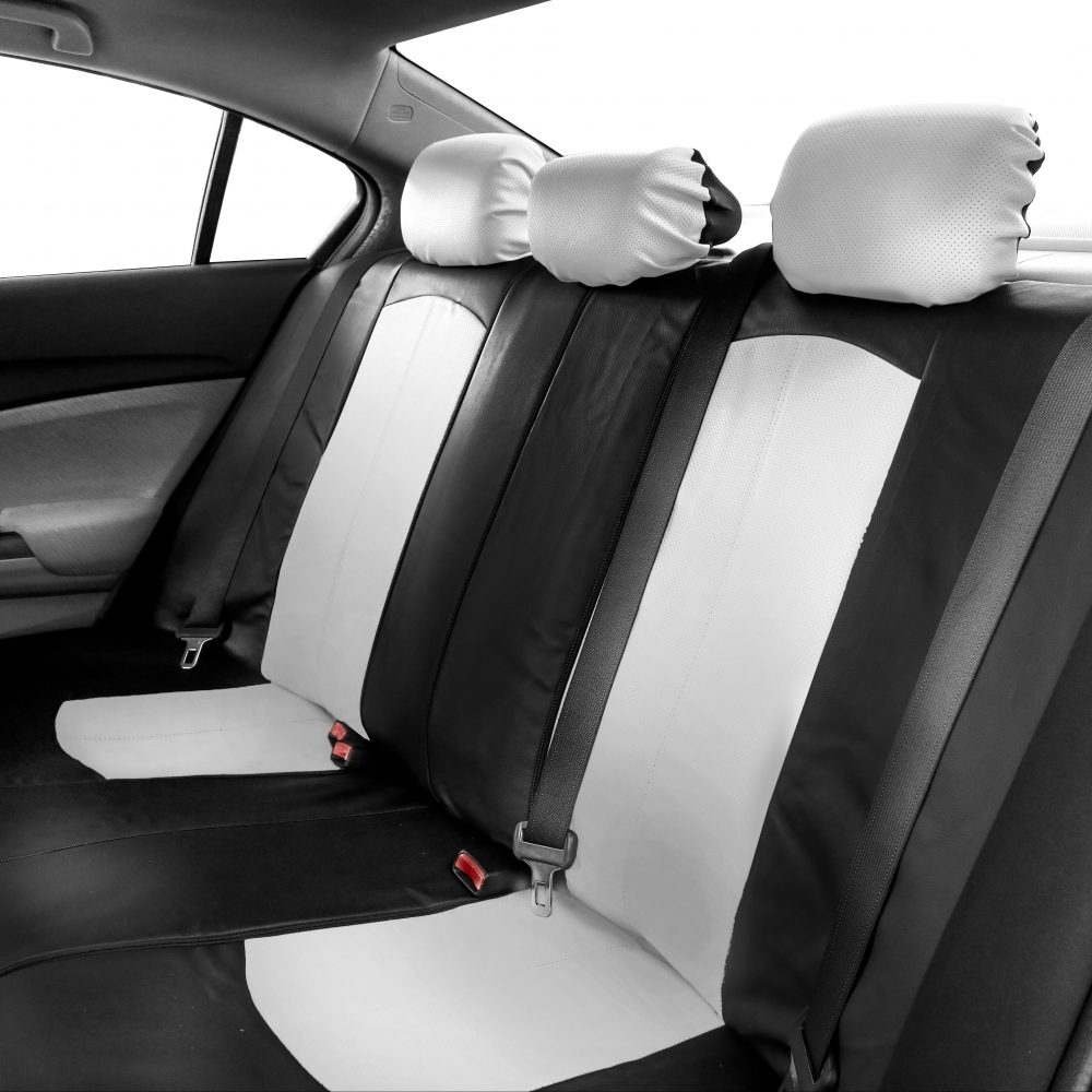 Highest Grade Faux Leather Seat Covers - Rear White