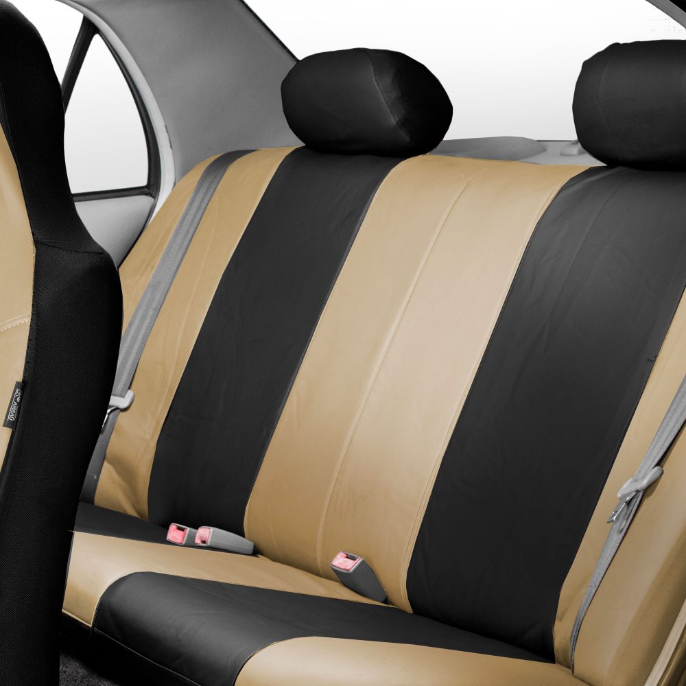 Royal PU Leather Seat Covers  - Rear Beige / Black
