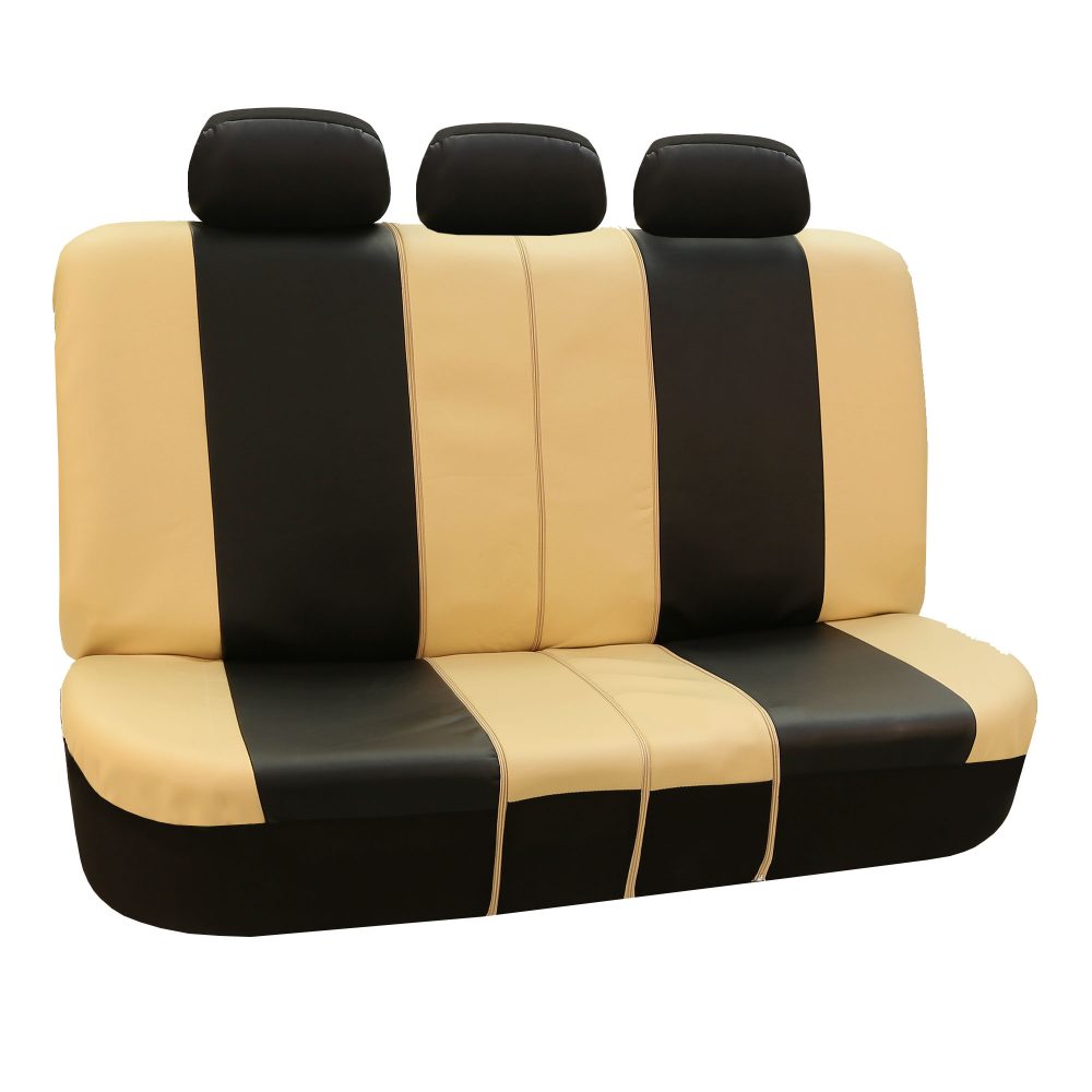 Royal PU Leather Seat Covers  - Rear Beige / Black