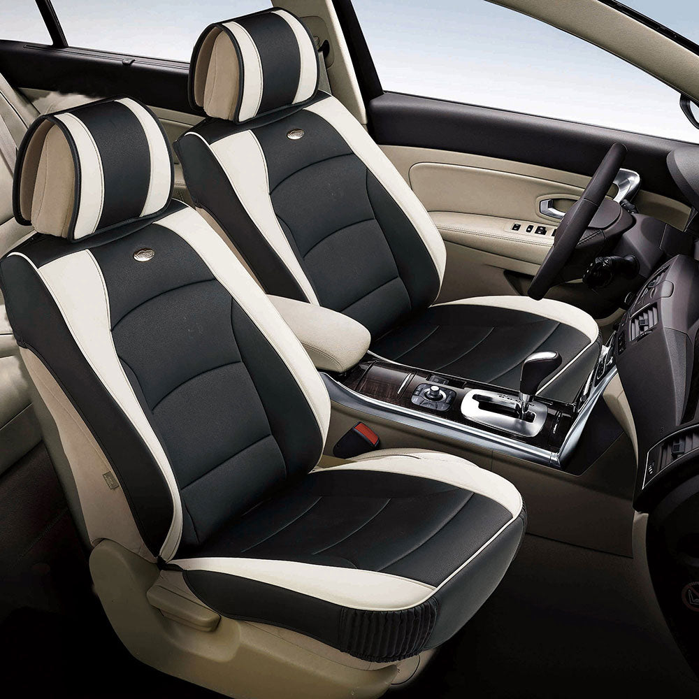 Ultra Comfort Deluxe Leatherette Seat Cushions - Front Set White
