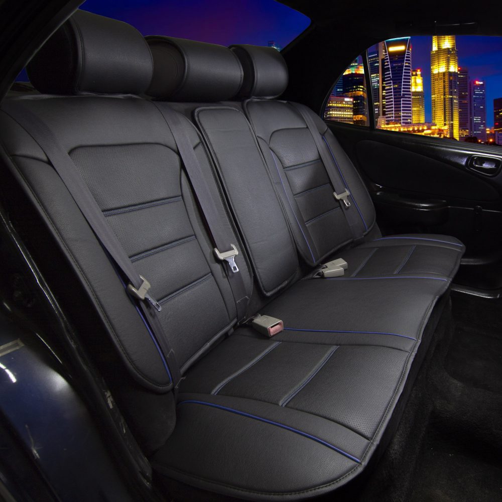 Futuristic Faux Leather Seat Cushions - Rear Bench Blue