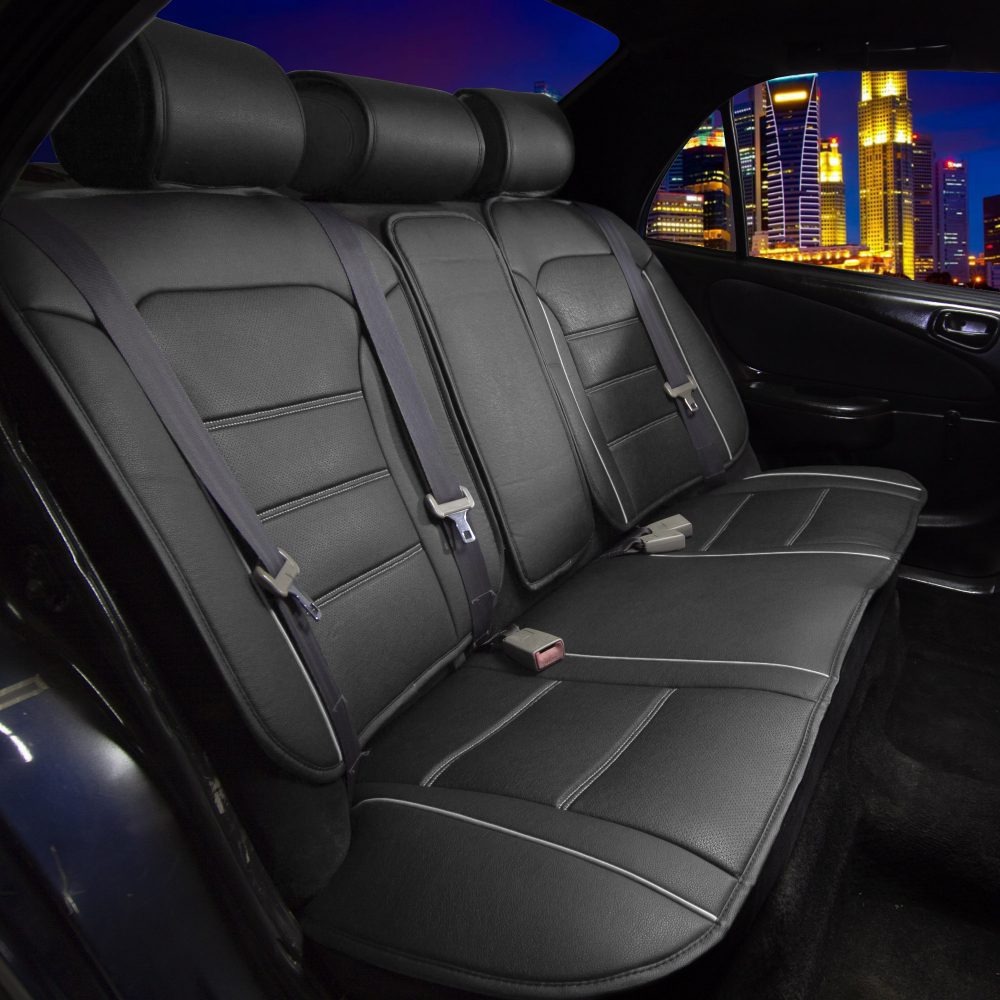 Futuristic Faux Leather Seat Cushions - Rear Bench Gray