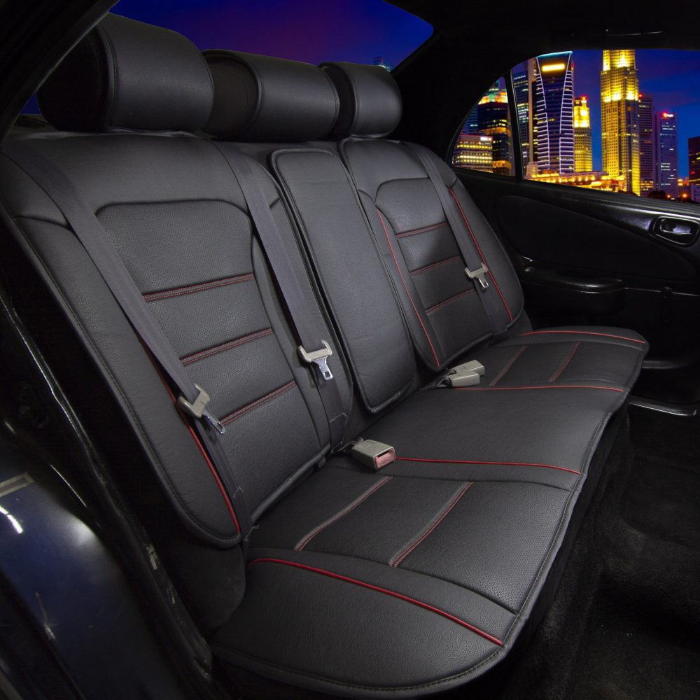 Futuristic Faux Leather Seat Cushions - Rear Bench Red