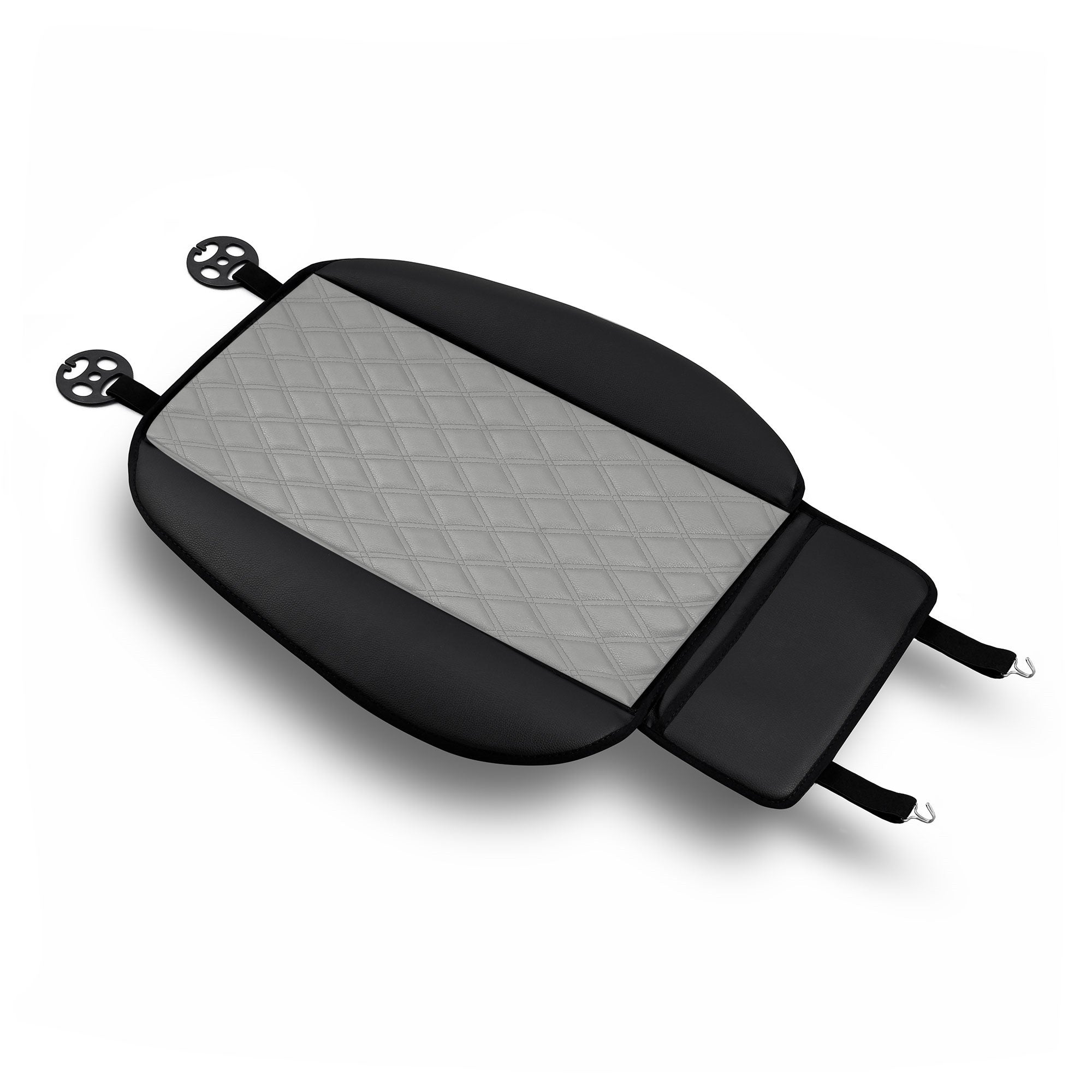 Faux Leather Seat Cushion Pad w/ Front Pocket - Front Set Gray