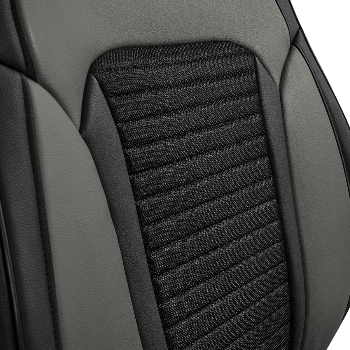 Tour19 Faux Leather 3D Mesh Seat Cushions - Front Set Gray