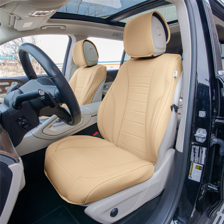Grande70 Luxe Faux Leather Car Seat Covers with Sleek Pattern Front