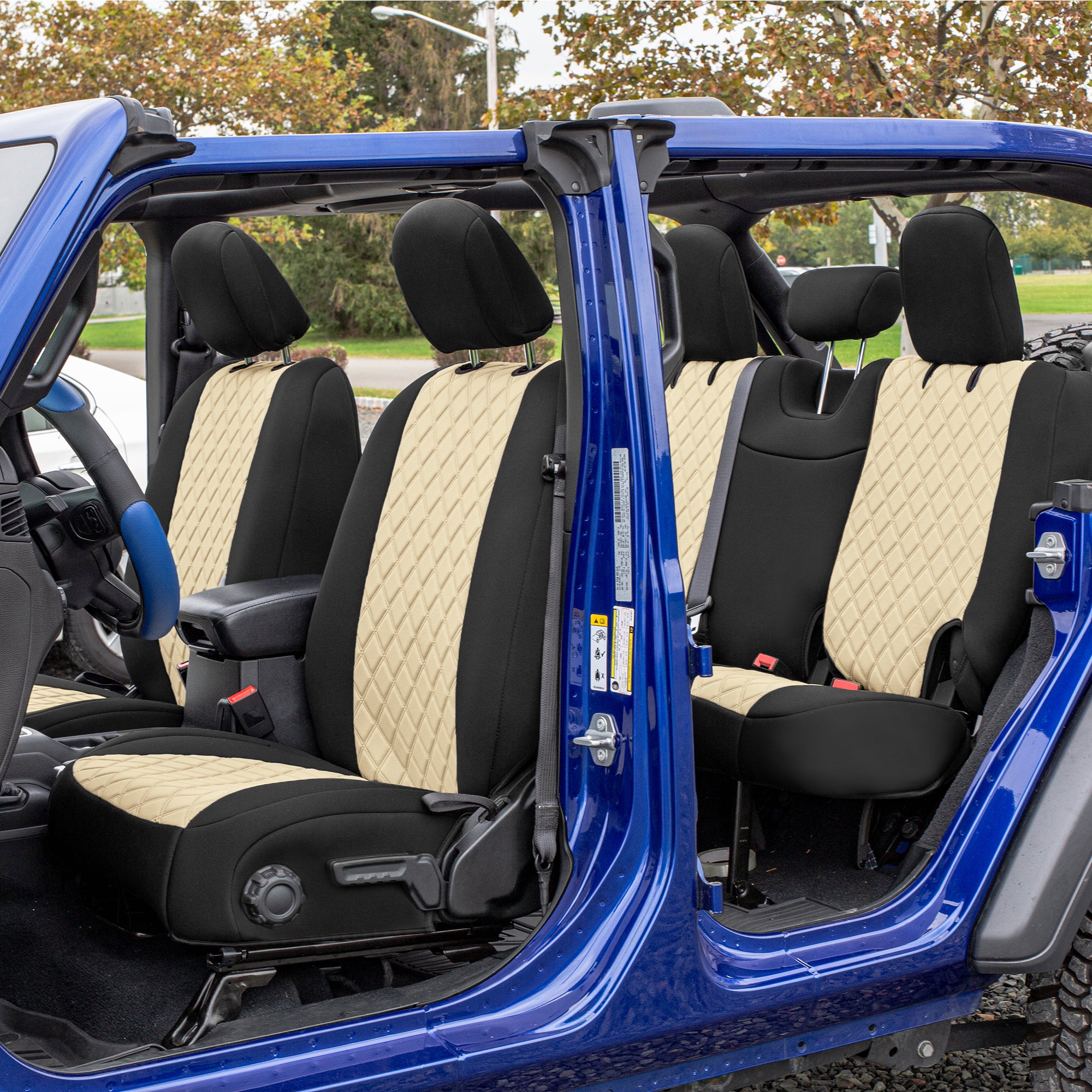 Jeep Wrangler JL 4-Door 2018-2024 -  Full Set Seat Covers - Beige Ultraflex Neoprene