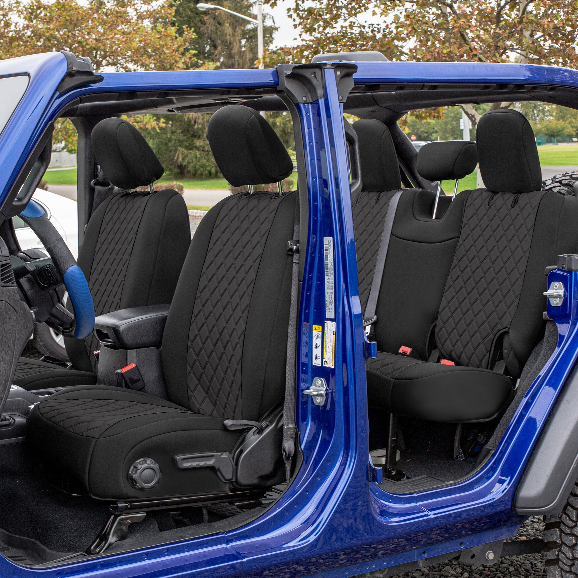Jeep Wrangler JL 4-Door 2018-2024 -  Full Set Seat Covers - Black Ultraflex Neoprene
