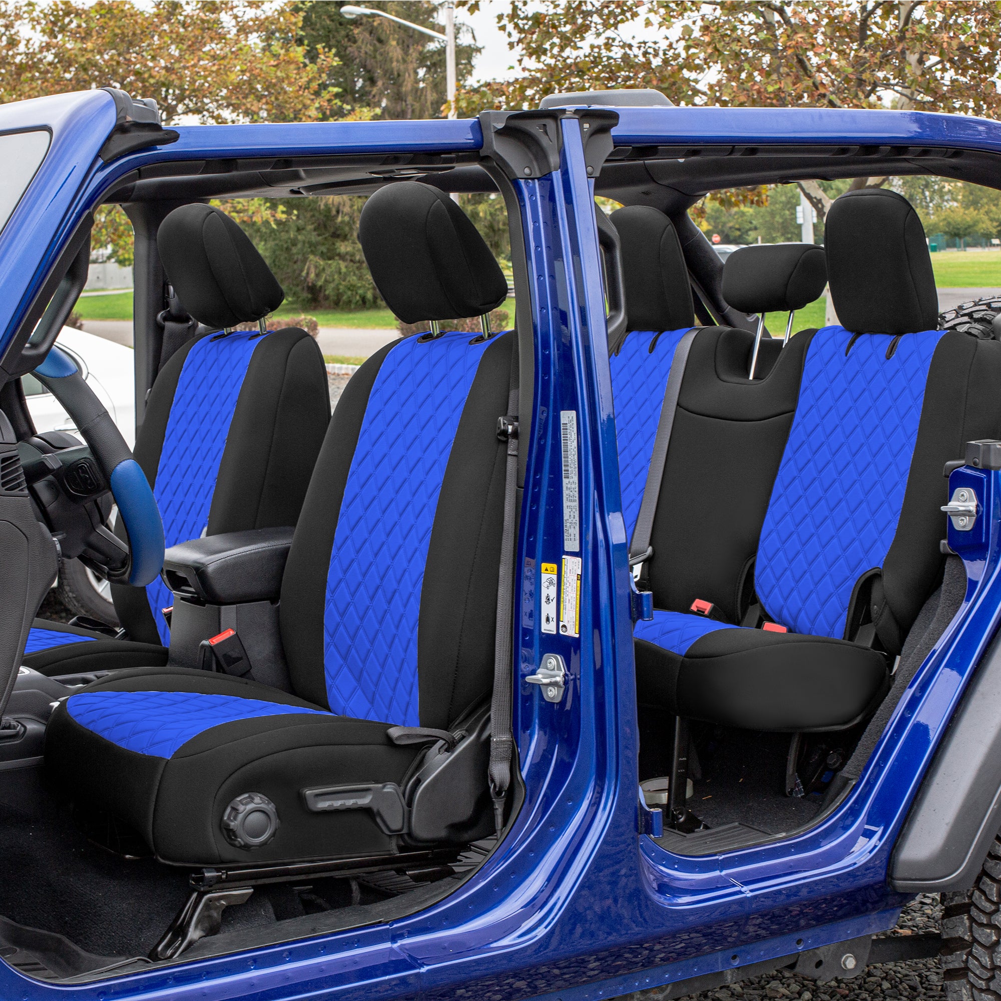 Jeep Wrangler JL 4DR 2018-2023 -  Full Set Seat Covers - Blue/Black Ultraflex Neoprene