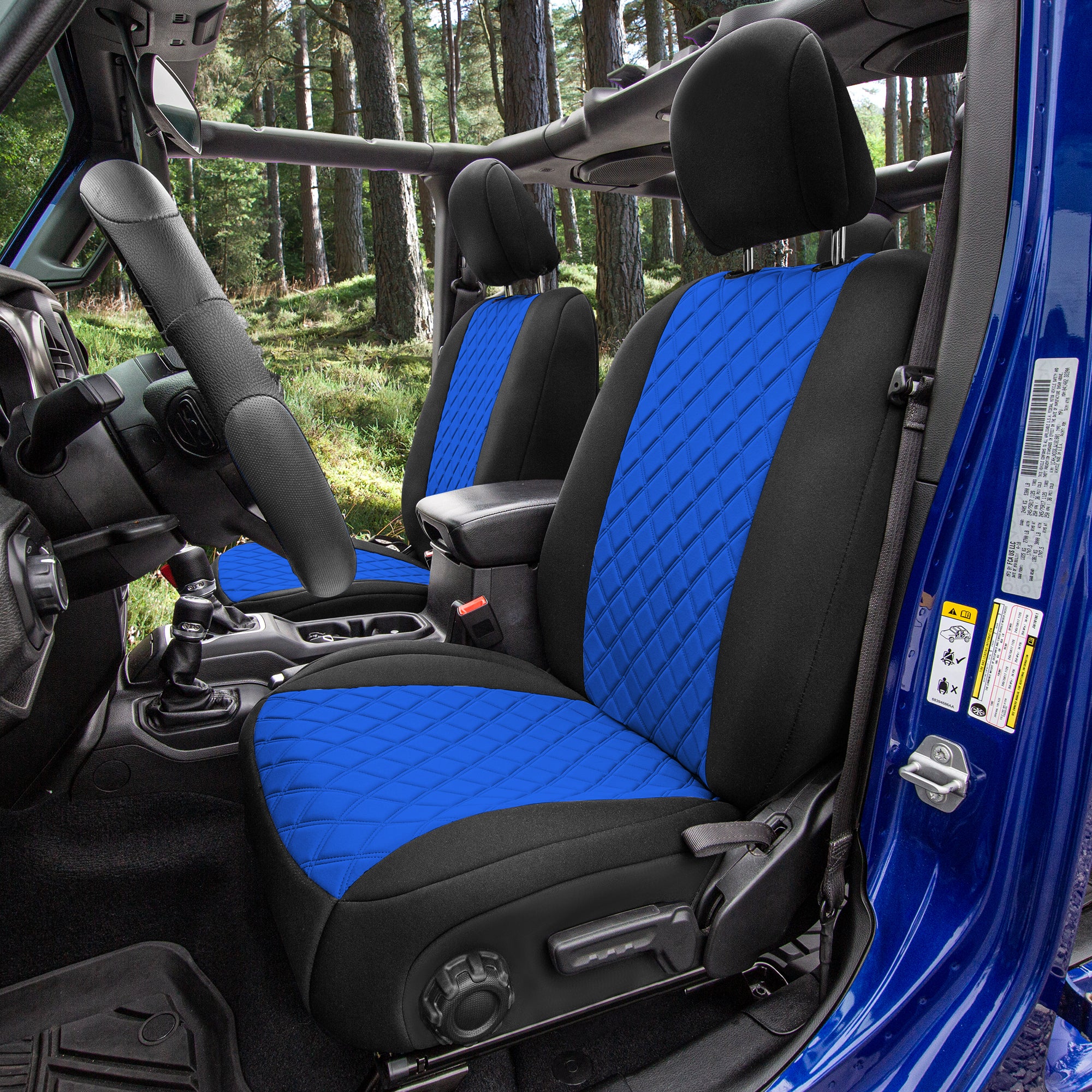 Jeep Wrangler JL 4DR 2018-2021 -  Front Set Seat Covers - Blue/Black Neoprene