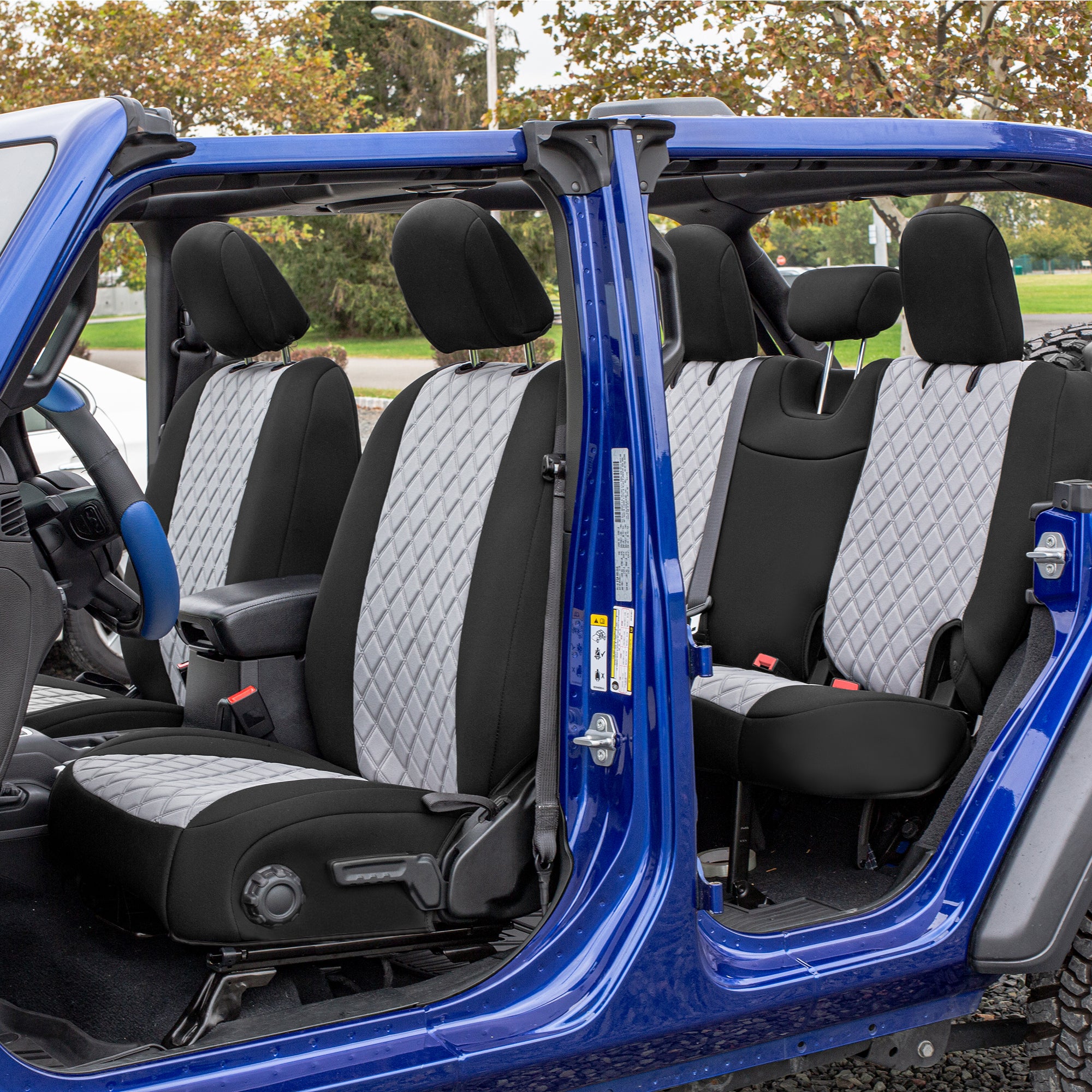Jeep Wrangler JL 4-Door 2018-2024 -  Full Set Seat Covers - Gray Ultraflex Neoprene