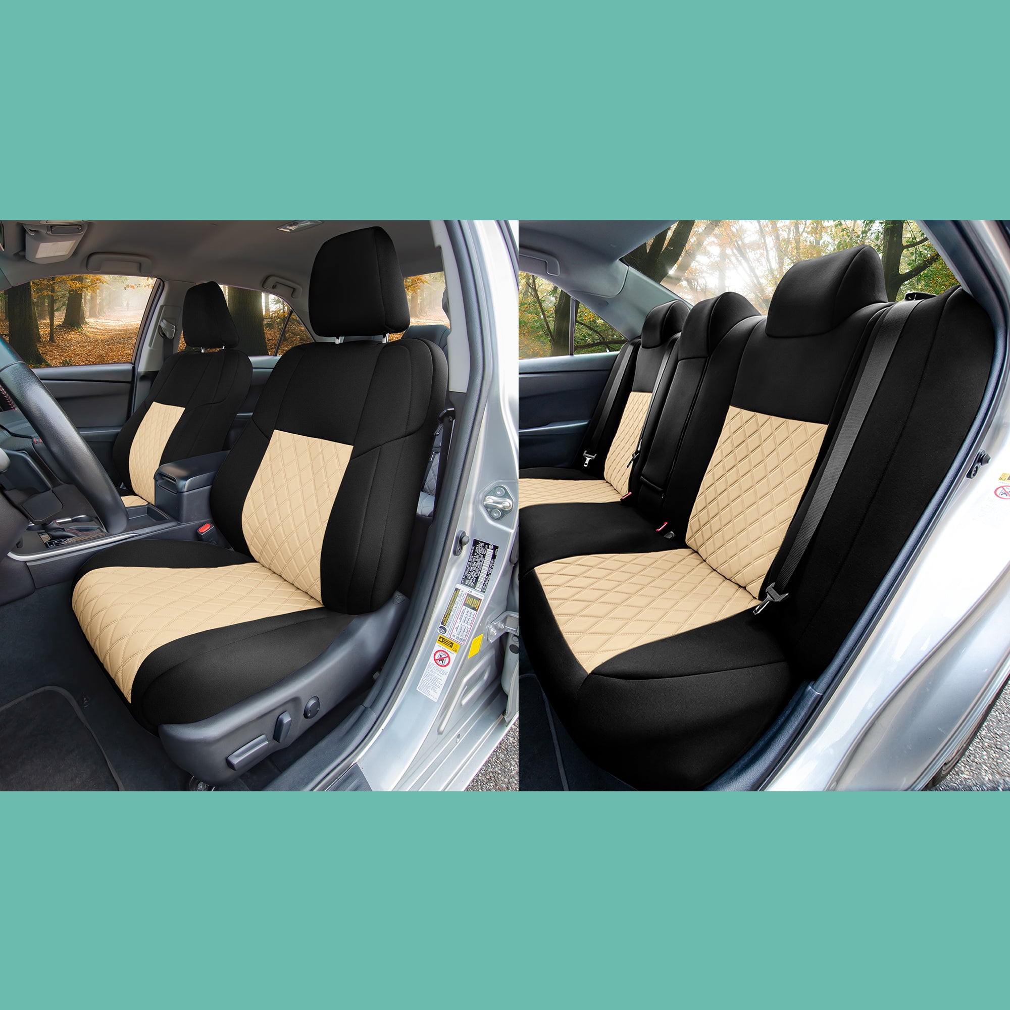 Toyota Camry LE | SE | XSE | XLE  2012-2017 - Full Set Seat Covers - Beige Neoprene