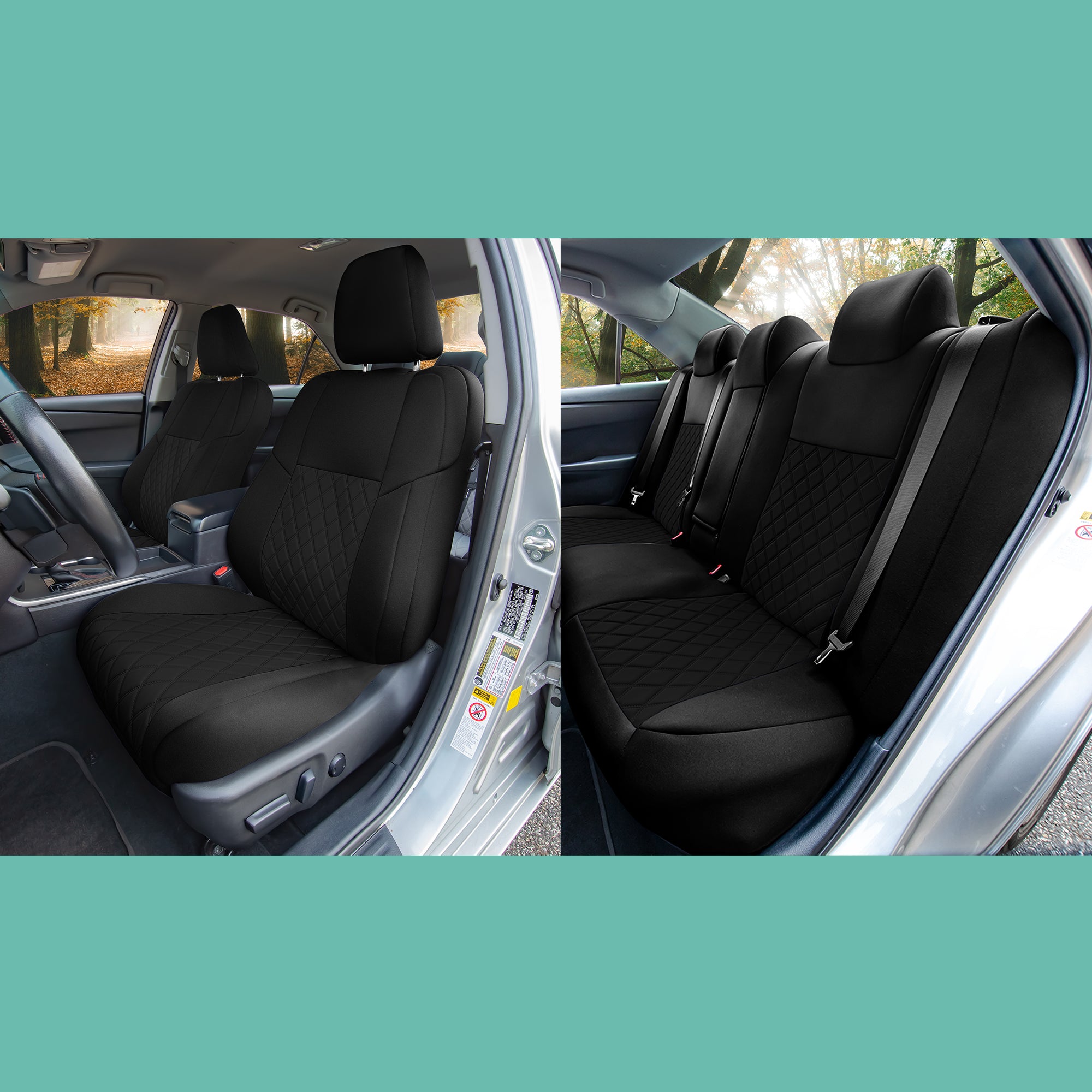 Toyota Camry LE | SE | XSE | XLE  2012-2017 - Full Set Seat Covers - Black Neoprene