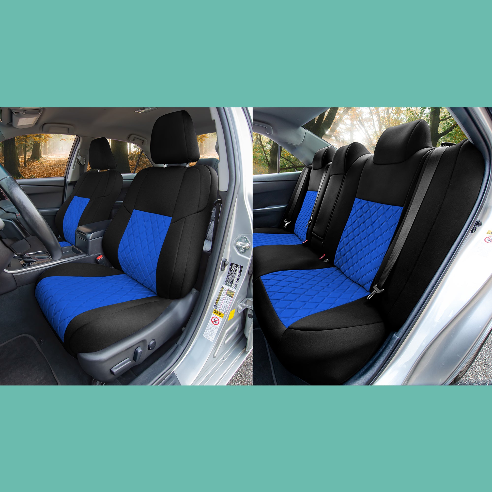 Toyota Camry LE | SE | XSE | XLE  2012-2017 - Full Set Seat Covers - Blue Neoprene