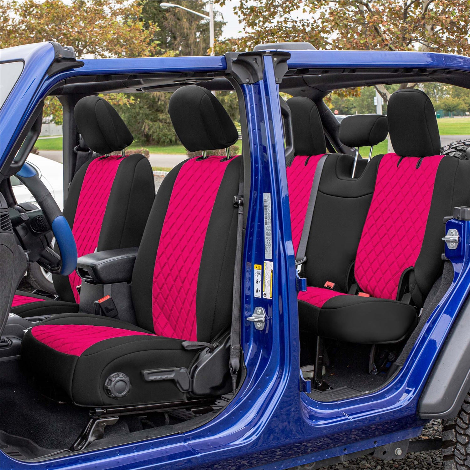 Jeep Wrangler JL 4DR 2018-2023 -  Full Set Seat Covers - Pink/Black Ultraflex Neoprene