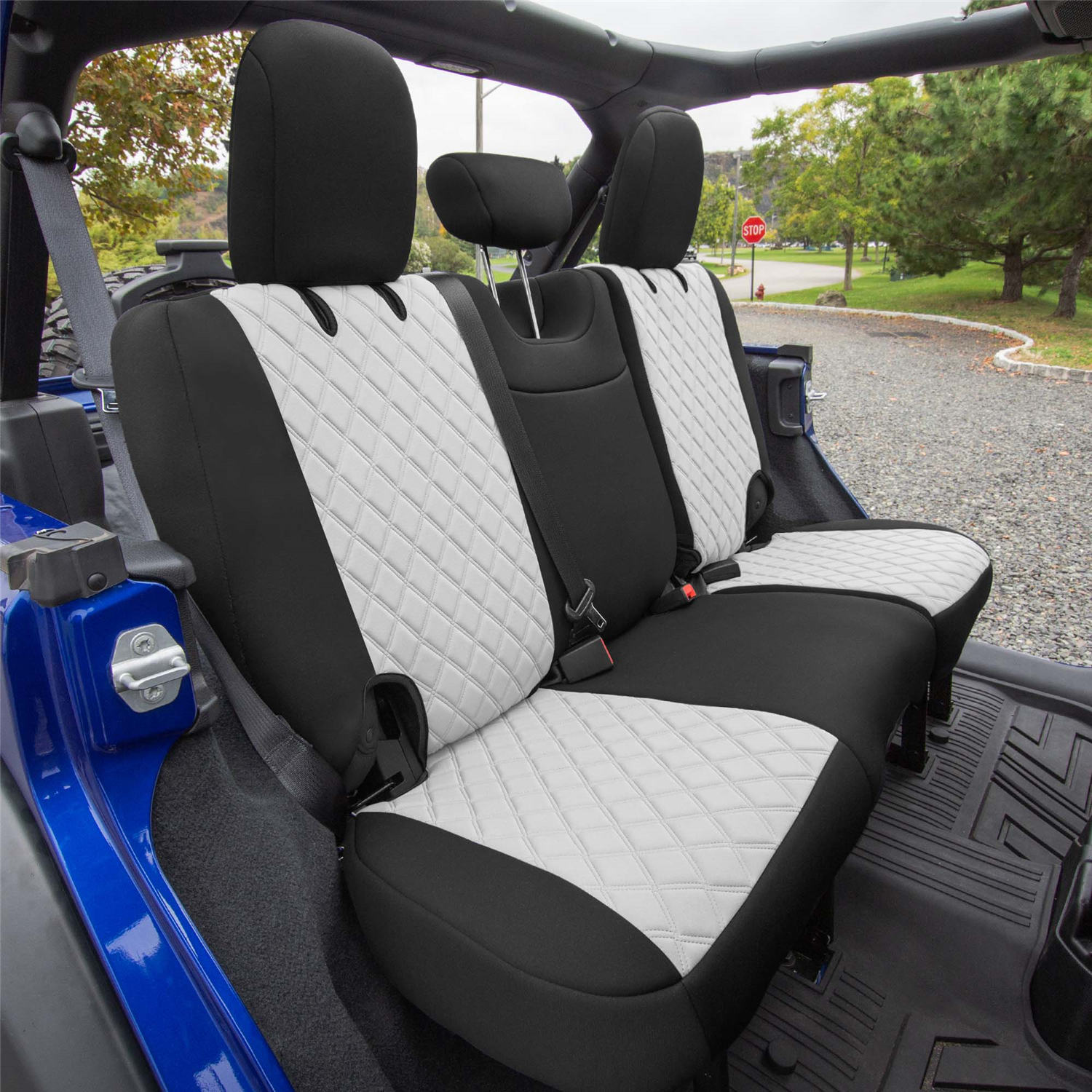 Jeep Wrangler JL 4-Door 2018-2024 -  Rear Set Seat Covers - White Ultraflex Neoprene