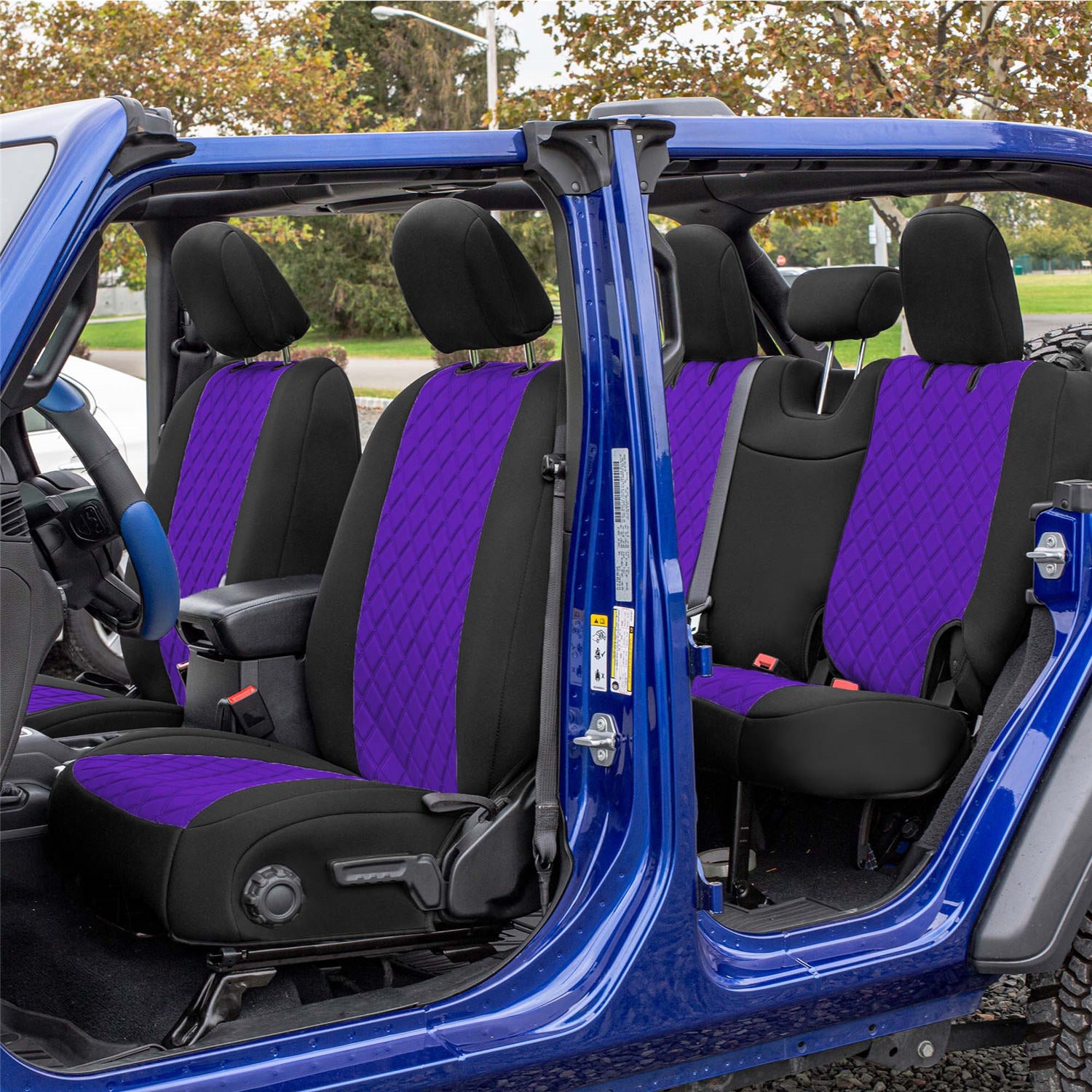 Jeep Wrangler JL 4DR 2018-2023 -  Full Set Seat Covers - Purple/Black Ultraflex Neoprene