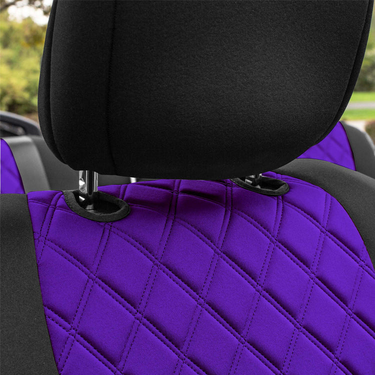 Leather and Mesh Universal Fit Car Seat Covers Black and Purple