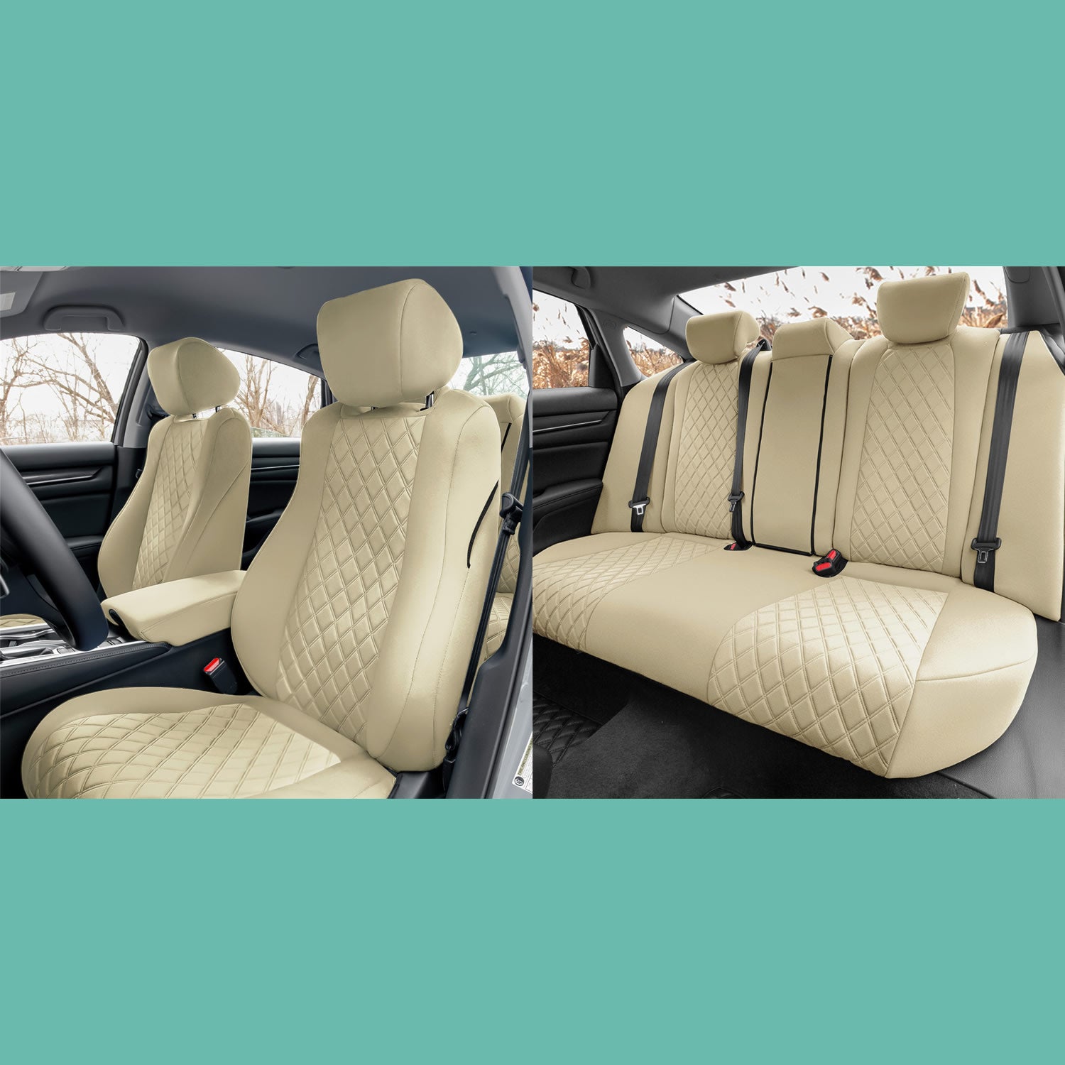 Honda Accord 2018 - 2022 Sport | Sport SE | EX| EX-L | Touring - Full Set Seat Covers - Beige Ultraflex Neoprene