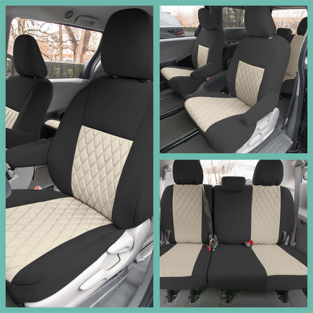 Toyota Sienna 7 Passenger 2011 - 2020 - Full Set Seat Covers - Beige Ultraflex Neoprene