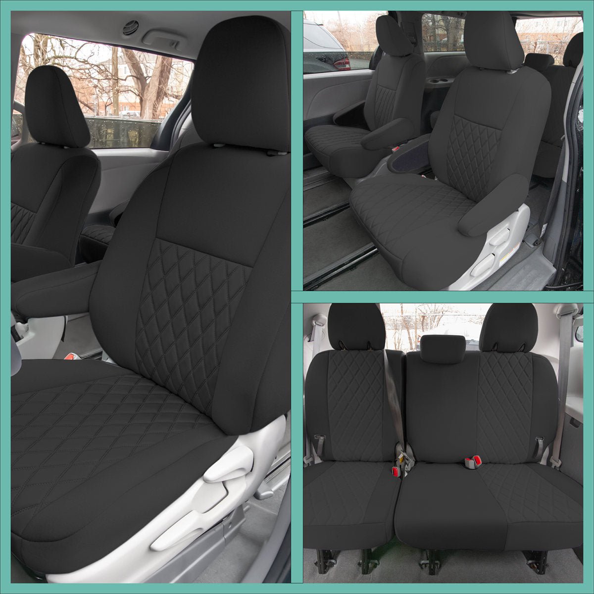 Toyota Sienna - 2011 - 2020 - Full Set Seat Covers - Black Ultraflex Neoprene