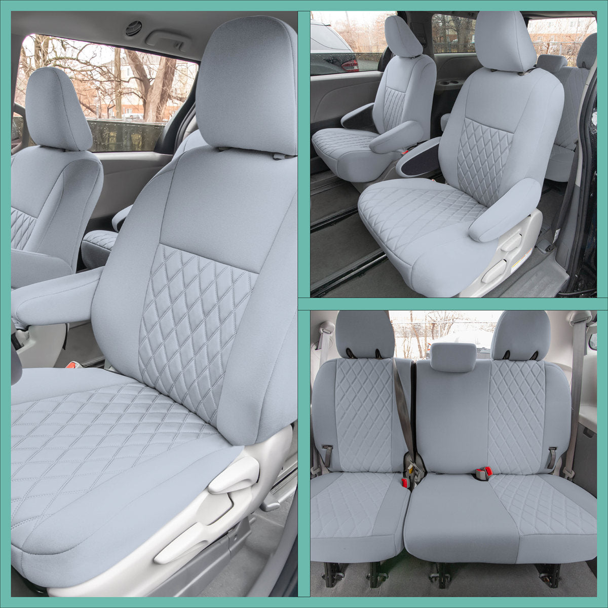 Toyota Sienna 7 Passenger 2011 - 2020 - Full Set Seat Covers - Solid Gray Ultraflex Neoprene