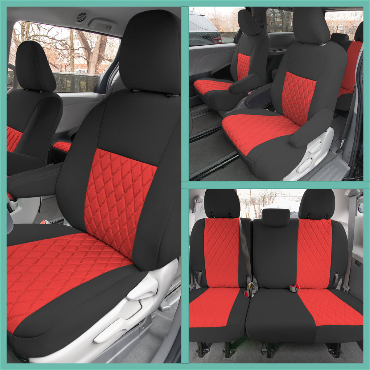 Toyota Sienna 7 Passenger 2011 - 2020 - Full Set Seat Covers - Red Ultraflex Neoprene