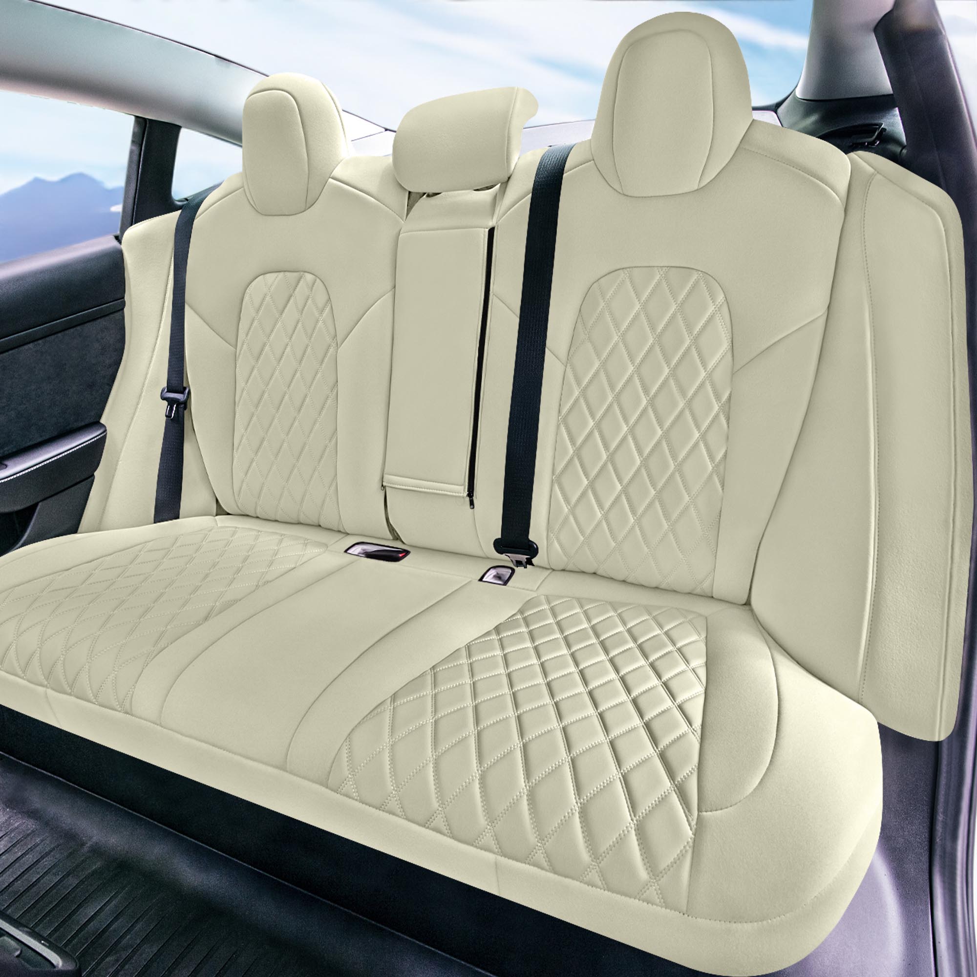 Tesla Model 3 2017 - 2023  - Rear Set - Beige Ultraflex Neoprene