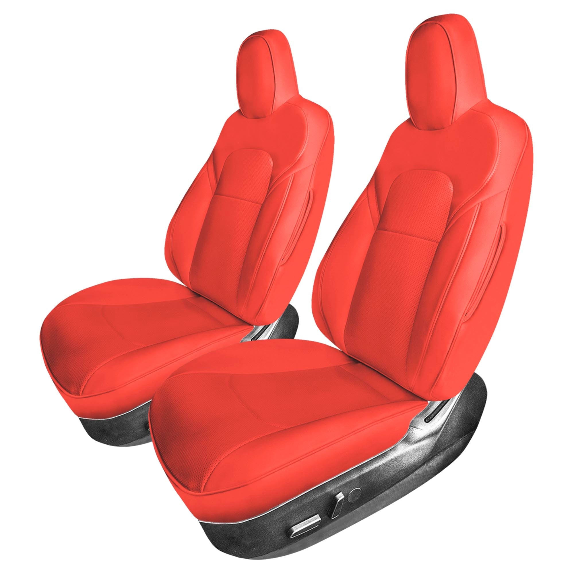 Tesla Model 3 2017 - 2023  - Front Set - Red Faux Leather