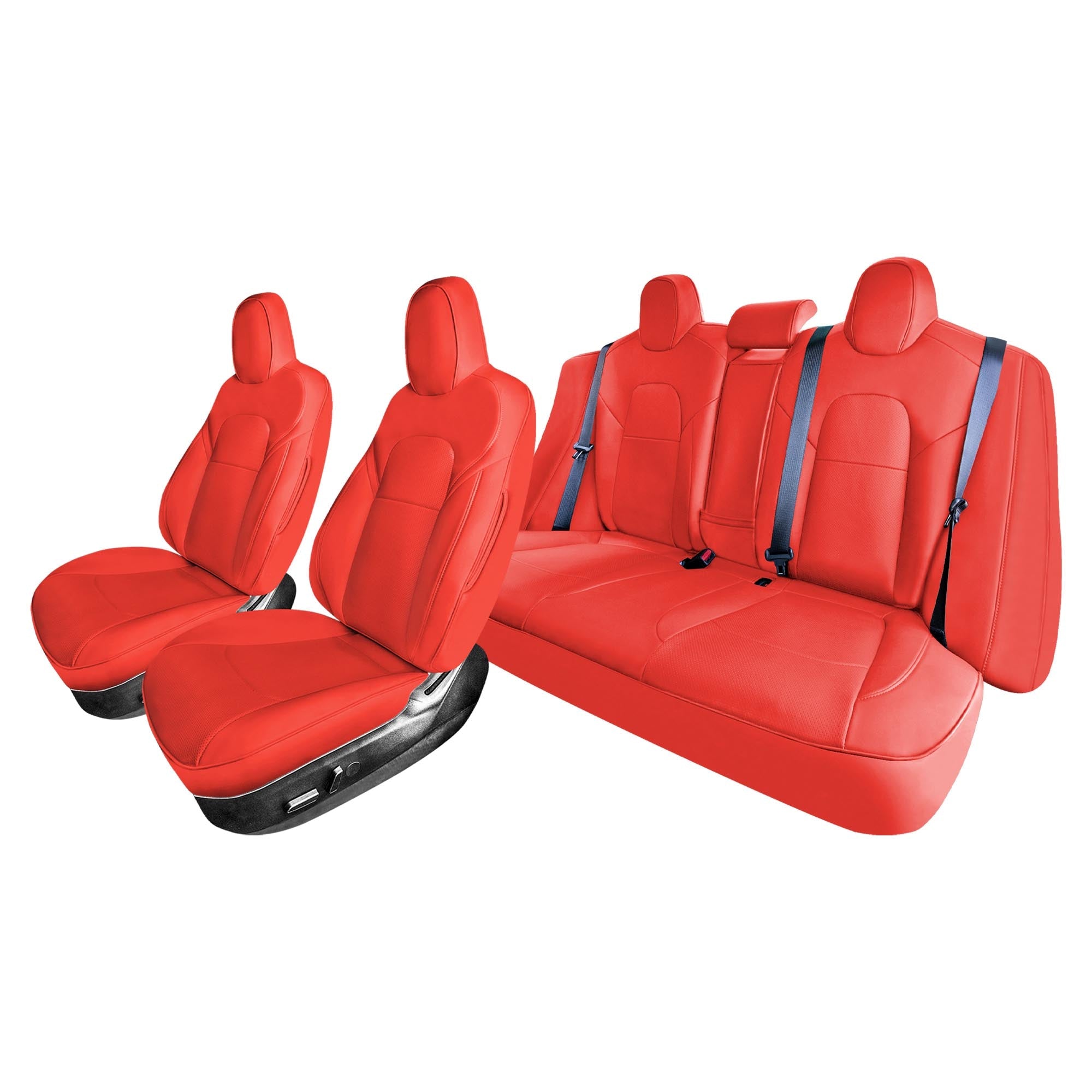 Tesla Model 3 2017 - 2023  - Full Set - Red Faux Leather