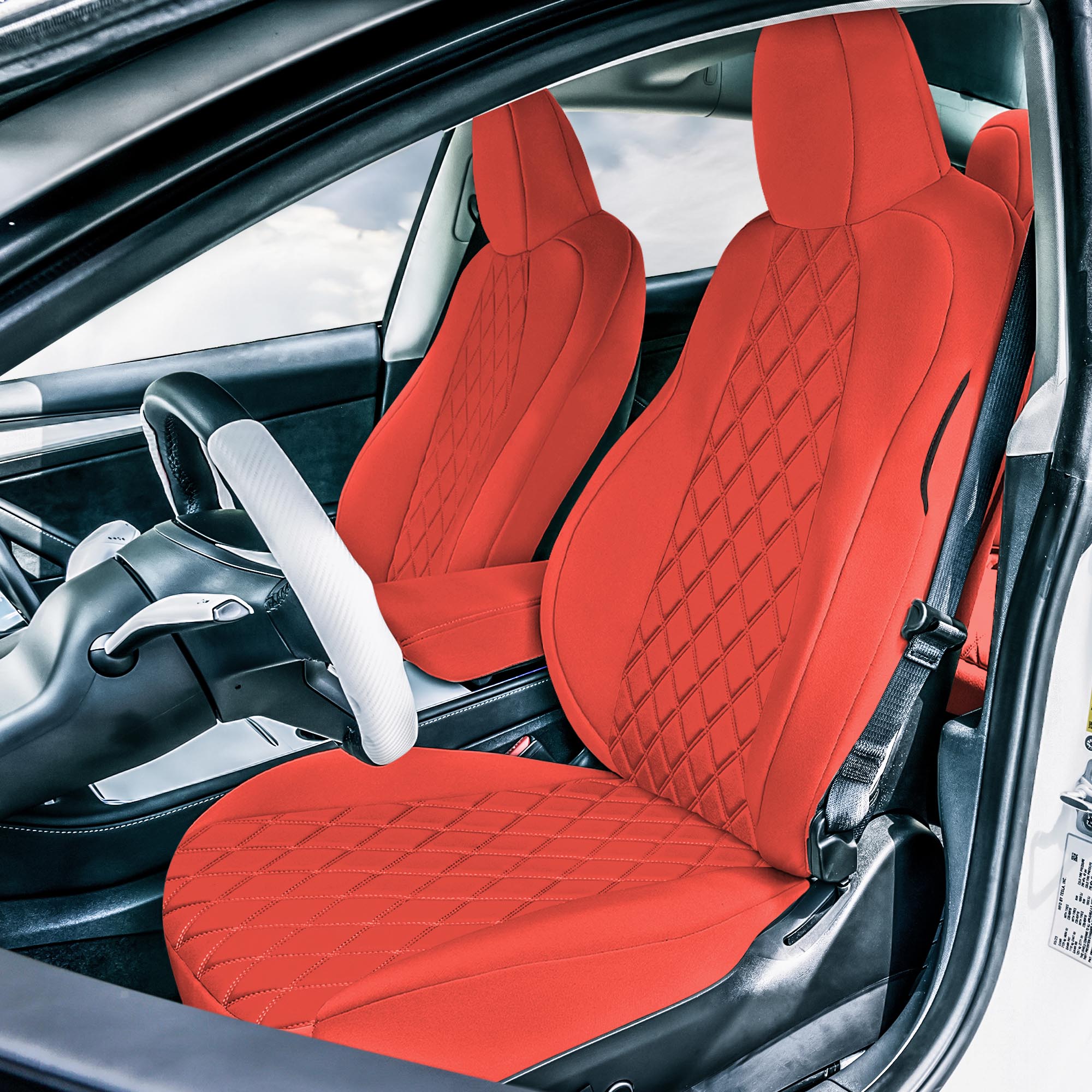 Tesla Model 3 2017 - 2024  - Front Set - Red Ultraflex Neoprene