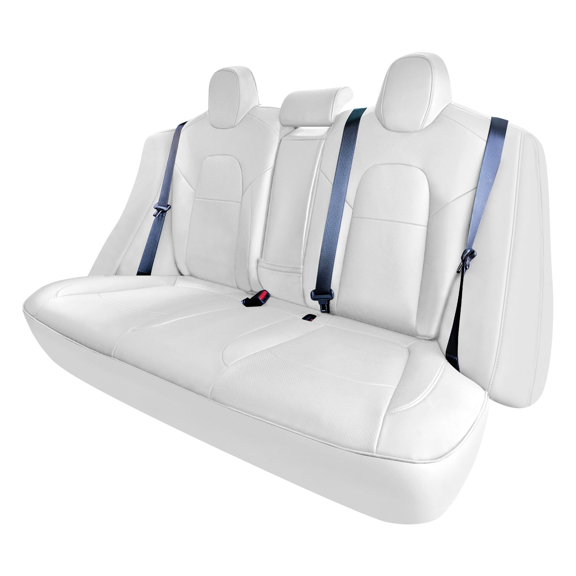 Tesla Model 3 2017 - 2023  - Rear Set - White Faux Leather