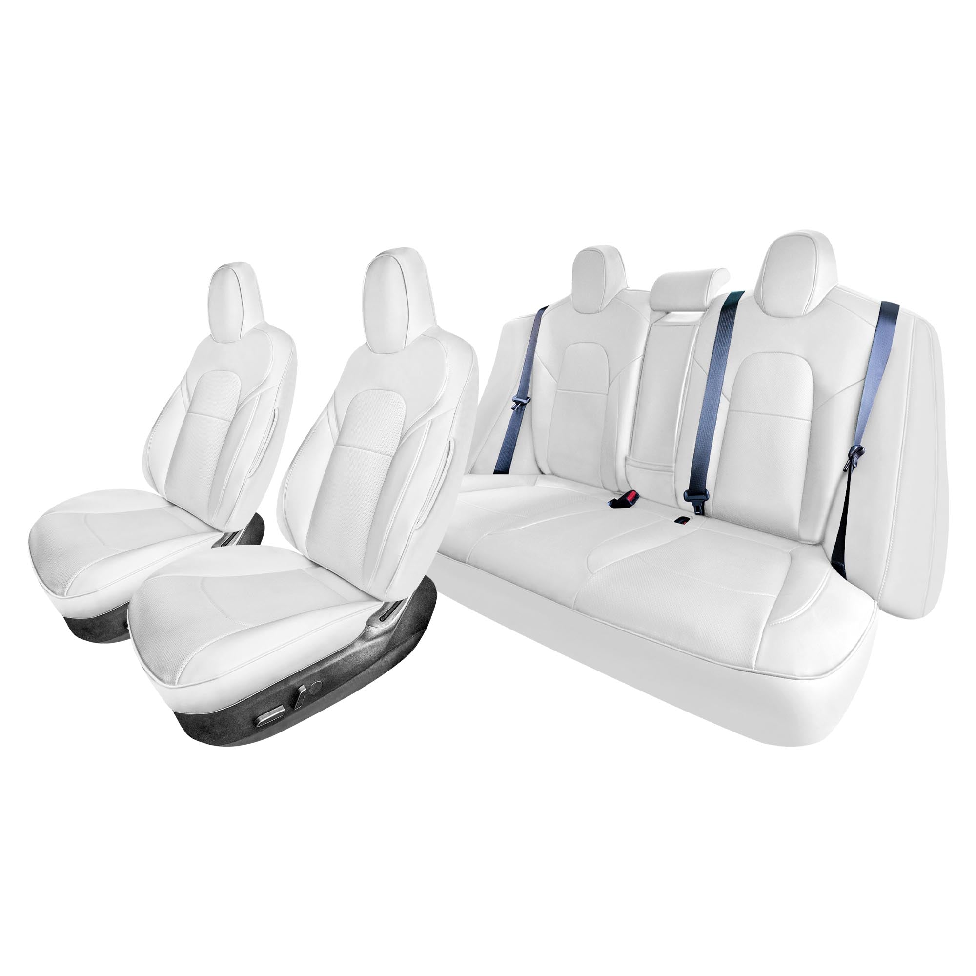 Tesla Model 3 2017 - 2024  - Full Set - White Faux Leather