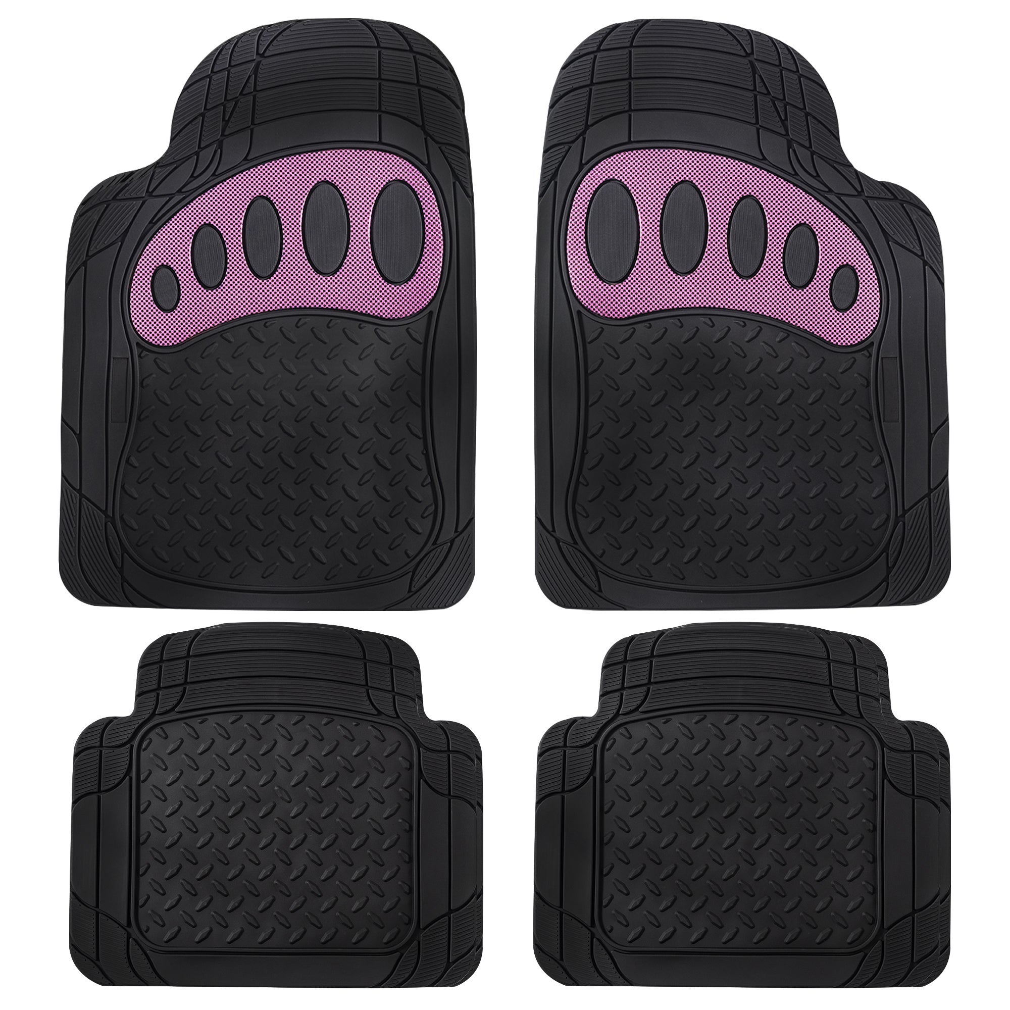 4 Piece Liners Trimmable ClimaProof Non-Slip Vinyl Floor Mats - Full Set Pink