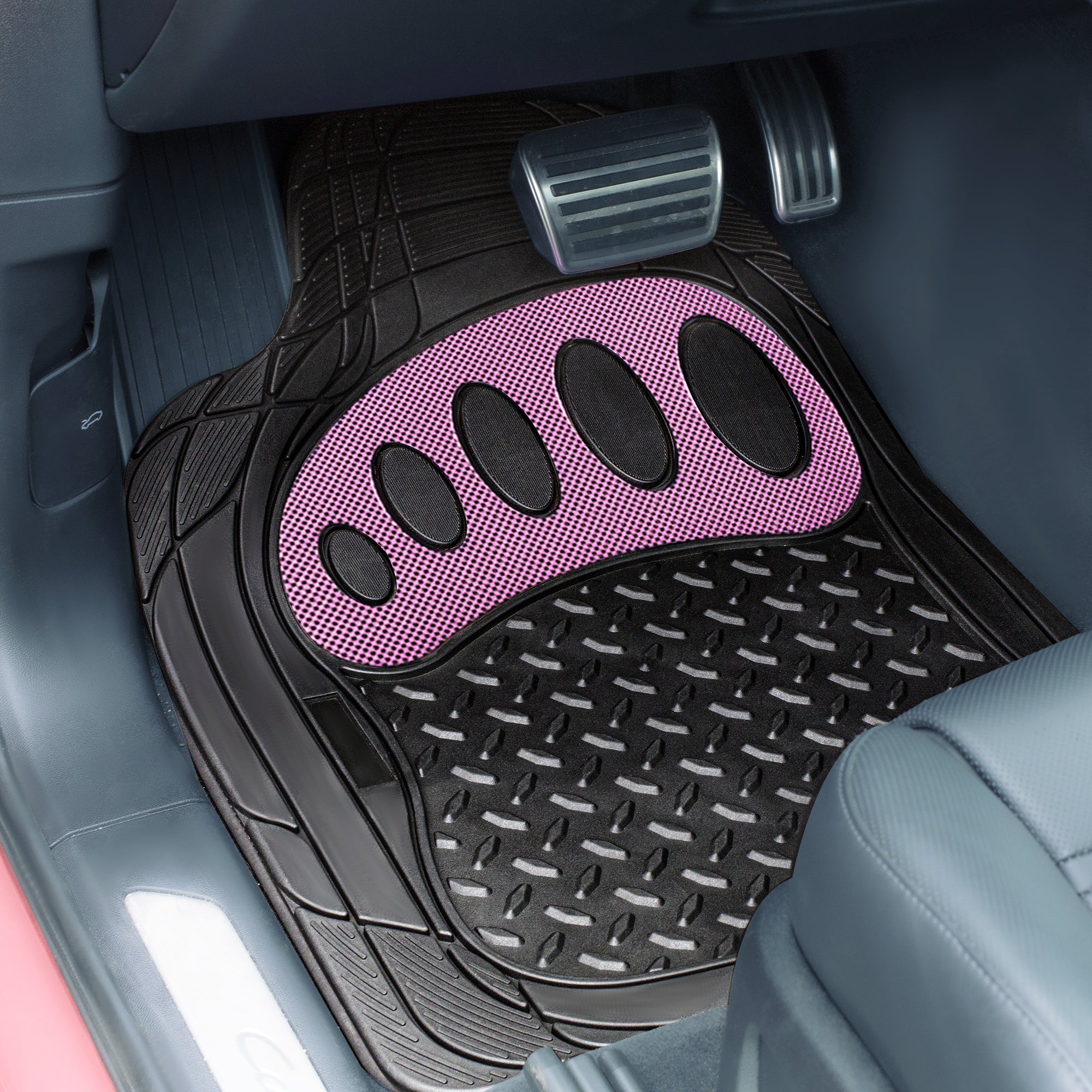 4 Piece Liners Trimmable ClimaProof Non-Slip Vinyl Floor Mats - Full Set Pink