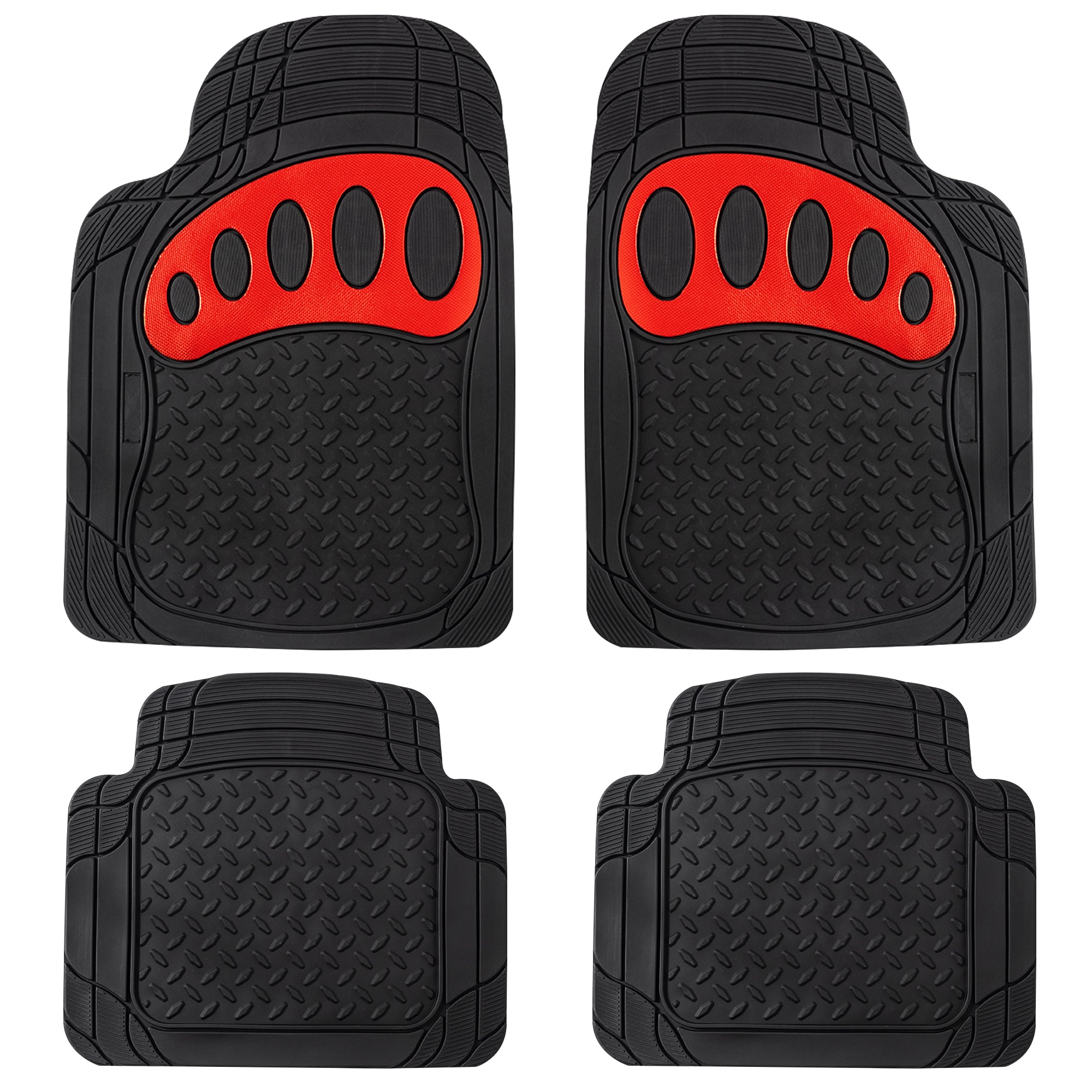 4 Piece Liners Trimmable ClimaProof Non-Slip Vinyl Floor Mats - Full Set Red